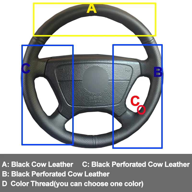 Ручная швейная чехол рулевого колеса автомобиля Топ коровья кожа для Mercedes-Benz W210 e-класс E200 240 280 320 1995-2002 W140 S320 350 420