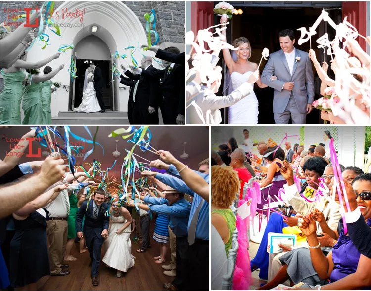 

Wedding Decoration 20pcs /lot Multicolour Wedding Ribbon Stick/Sparklers Fairy Magic Wands with Bell Wedding ribbon wands