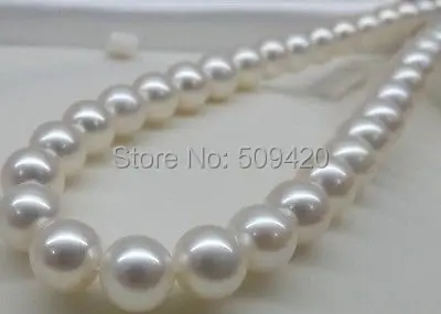 

Free Shipping >>>HUGE AAA 11-12MM PERFECT ROUND SOUTH SEA GENUINE WHITE PEARL NECKLACE 18