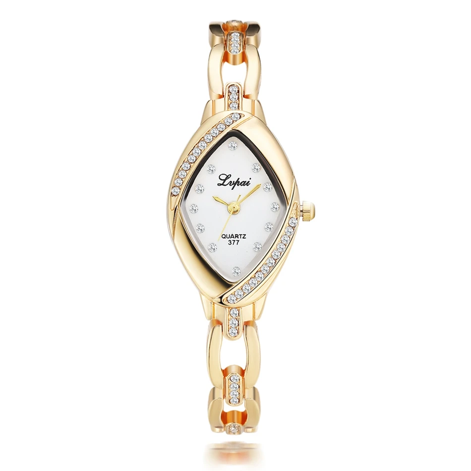 Brand Luxury Ladies Bangle Watches for Women Rhombus Gold Rhinestone