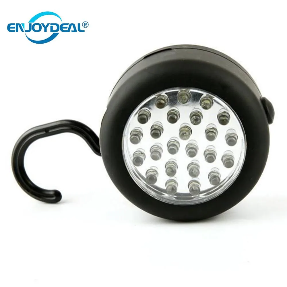 Mini Pocket Portable 24 LED Flashlight Lanterns Light Outdoor Round Magnetic Hanging Hook Work Light Torch For Hiking Camping