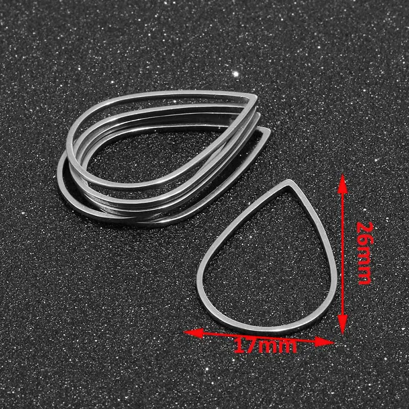 

10Pcs/lot Stainless Steel Dull Silver Geometric Heart Circle Moon Teardrop Link Charm Connectors DIY Earring Findings