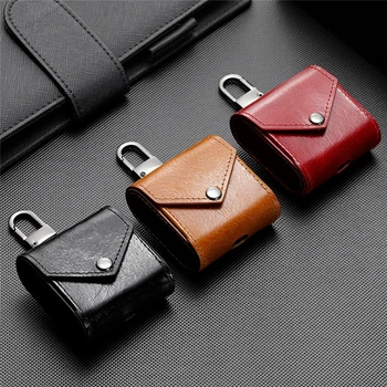 

MASiKEN Earphone Case For Apple Airpods Genuine Leather Headset Case Bag Cover with Hook Key-chain Earphone Accessories