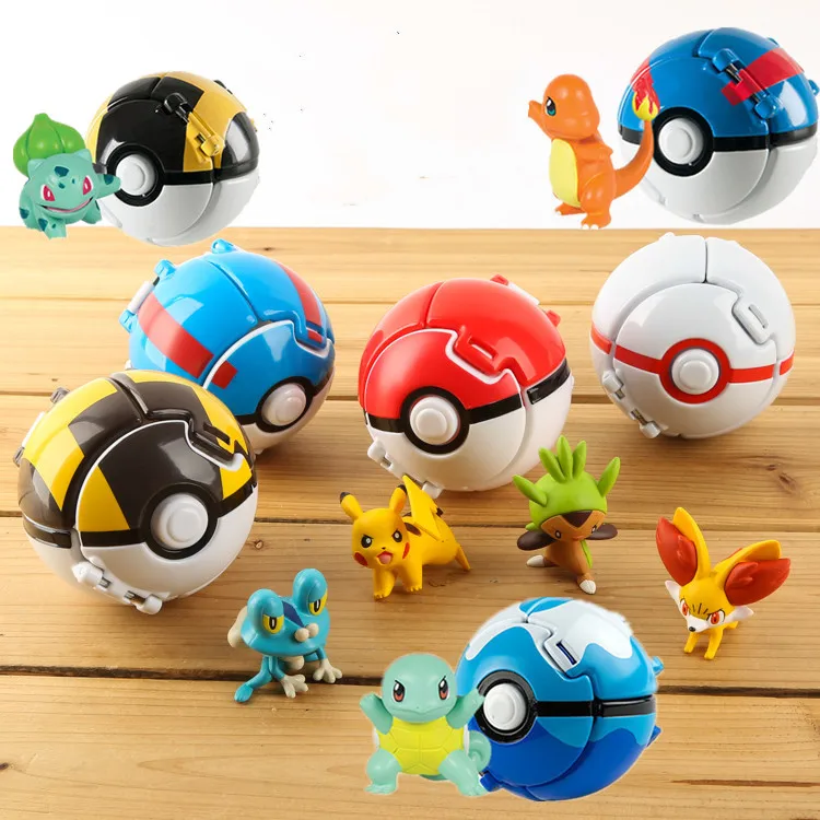 

4pcs/set Pokeball+1Mini Figure Anime pkm Pikachus Chespin Fennekin Froakie Figures Action Figure Collection Kids toy