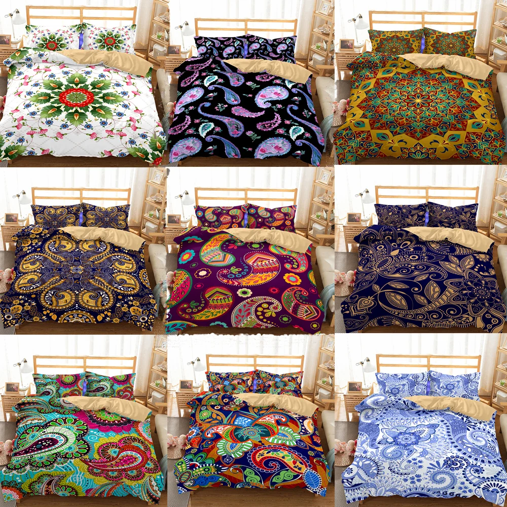 

Bohemian Style Bedding Set Floral Printed Bed Linens Twin Queen King Size 3pcs Duvet Cover Flat Sheet Pillow Case Hot Sale G $