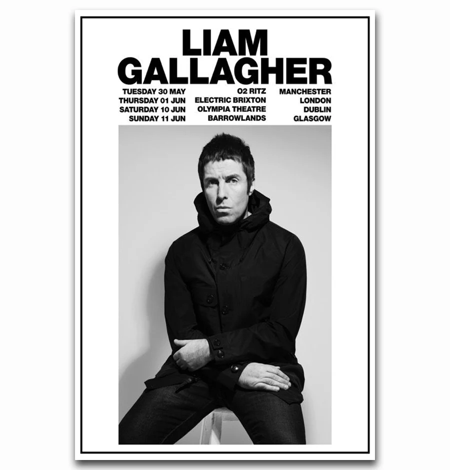 

MQ2544 LIAM GALLAGHER 2017 Tour Oasis Beady Eye Rock Music Star Hot Art Poster Top Silk Canvas Home Decor Picture Wall Printings