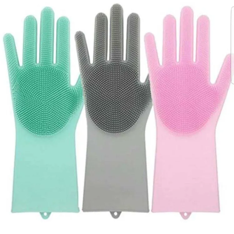 Магия силикона перчатки для уборки резины для мытья посуды Перчатки Экологичные скруббер для очистки кистей для Кухня кровать Ванная