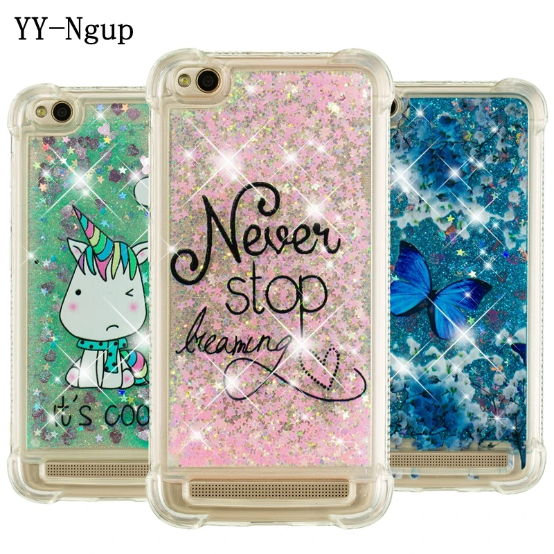 

Xiaomi Redmi 5A Case Cartoon Unicorn Liquid Quicksand Shockproof Phone Case on for Funda Xiaomi Redmi 5a 4A Xiomi 4a Case Cover