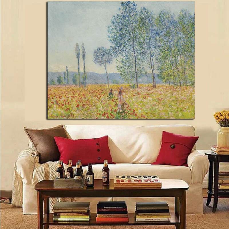 HD Печать Клода Мона тополя маковые поля Импрессионистский пейзаж картина маслом на холсте плакат Настенная картина для гостиной