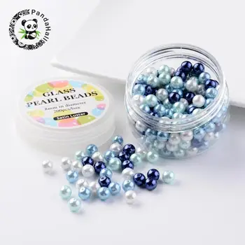 

8mm Round Glass Pearl Pearlized Beads for DIY Jewelry Making Loose Beads Accessories with Box Environmental