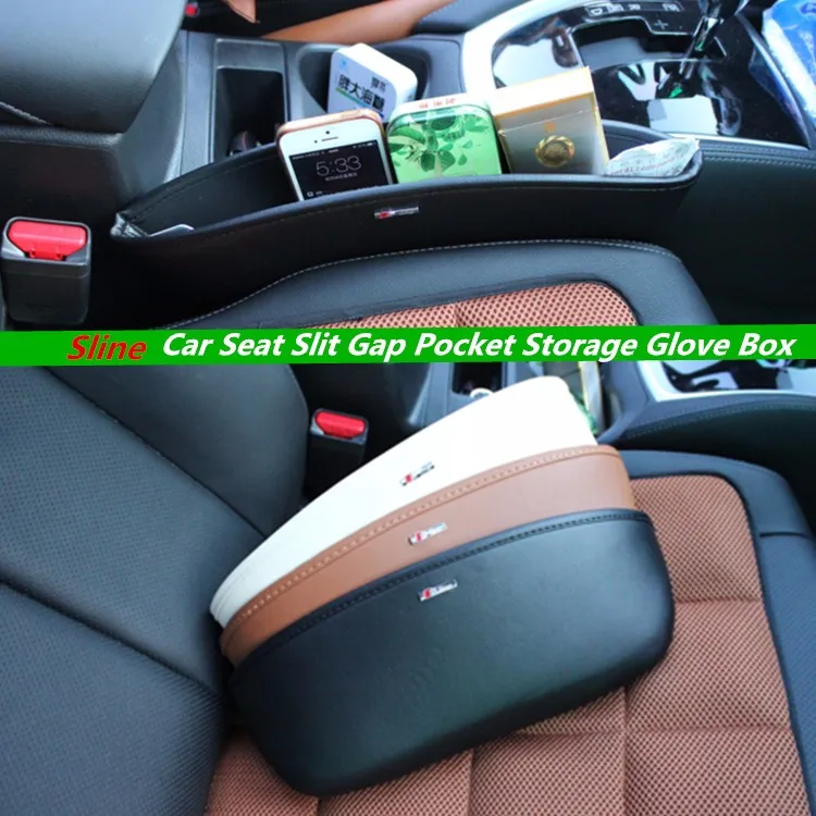 1pcs Car Seat Slit Gap Pocket Storage Glove Box Organizer Slot box Leather for Audi A1/3/4/6/7/8