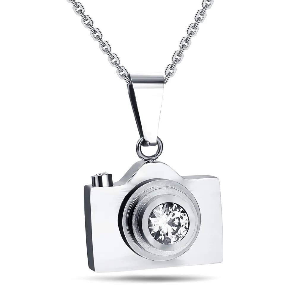 

New Camera Necklaces Pendants Hot Sale Black / Silver Blue Colors Lovely 316L Stainless Steel Fashion Jewelry