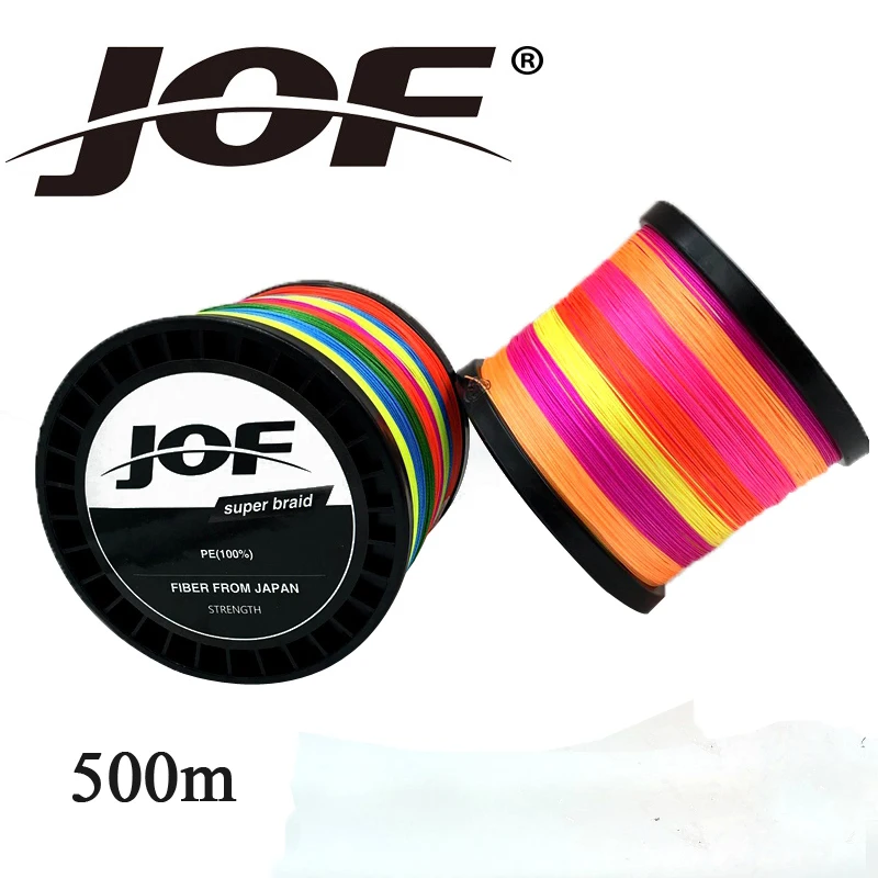 JOF Fishing Line 500m 8 Strands Colorful PE Big Horsepower Fishing Line