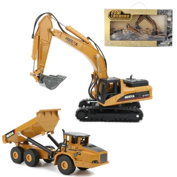 

HUI NA TOYS 1:50 2pcs Construction Trucks Set Toy Alloy Static Excavator Dump Truck Engineering Car Toys For Kids