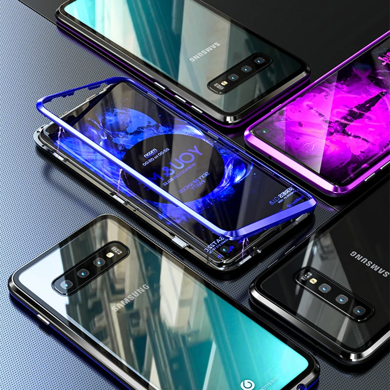 Для Samsung S10 + Plus S10e чехол Магнитная Адсорбция CNC Алюминиевый металлический бампер