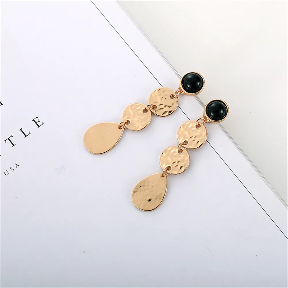 Длинные Многослойные серьги CRLEY круглые золотистого цвета с геометрическим