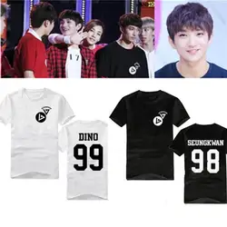 2017 Корейская звезда Поп семнадцать 17 футболка черного цвета с короткими рукавами белая одежда семнадцать K-POP Стиль Лето 17 подростков