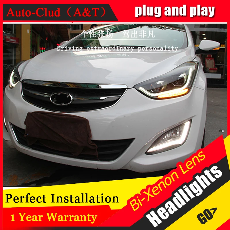 car styling For Hyundai ELANTRA headlights U angel eyes DRL 2015 For ELANTRA LED light bar