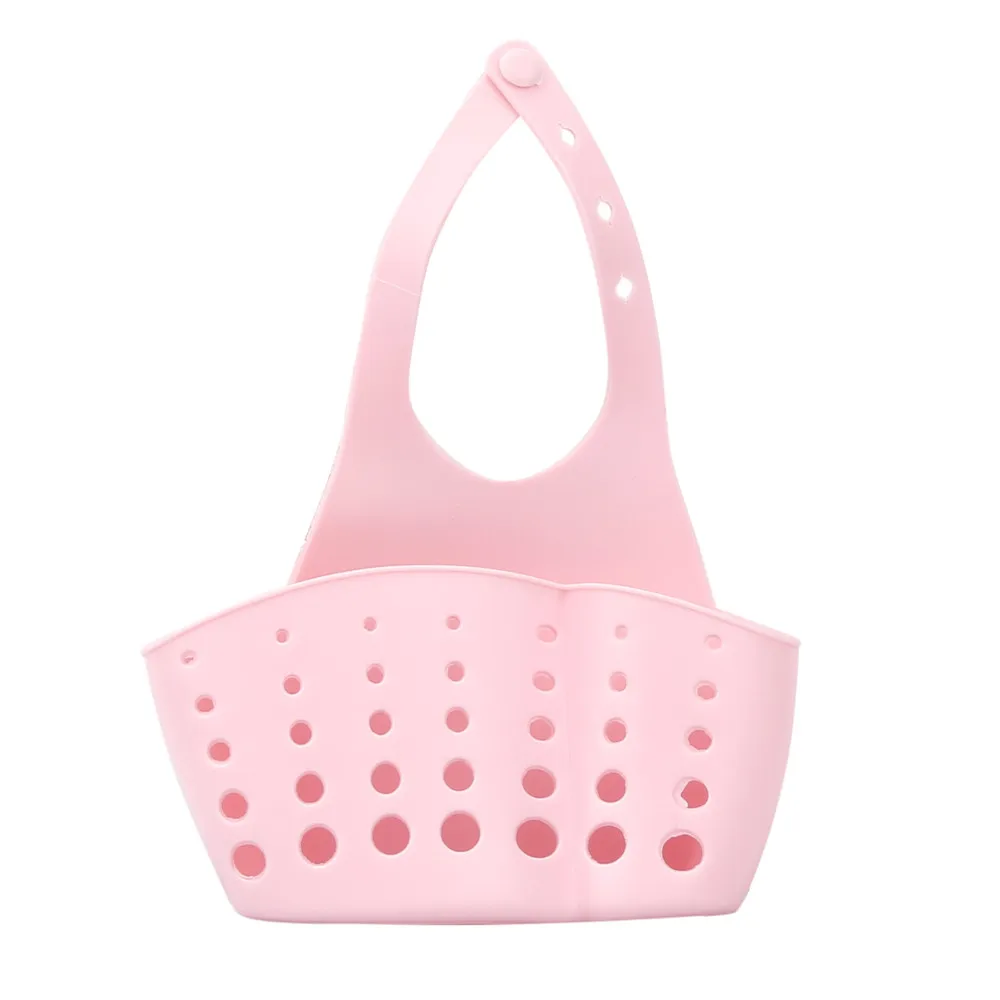 Kitchen Sink Sponge Holder Draining Rack Sink Kitchen Hanging Drain Storage Tools Storage Shelf Sink Holder Drain Basket - Цвет: Pink