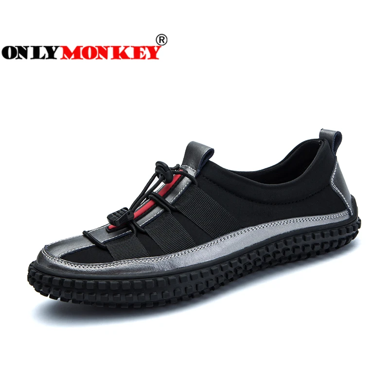 

ONLYMONKEY Unique Design Men Vulcanize Shoes Slip on Mesh Breathable Men Casual Shoes Solid Colors Durable Outsole Men Sneakers
