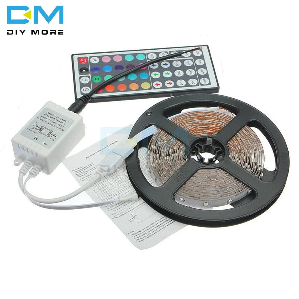 #Best 1SET 8 Light Patterns DC 12V 2A 5m 20 Colors RGB 3528 SMD Flash LED Strip Stripe 44 Key Remote Control Receiver With Cable