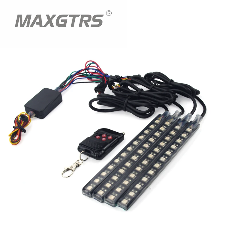4x RGB 12 LED Flash Car LED Knight Rider Strobe Flicker Light Strip