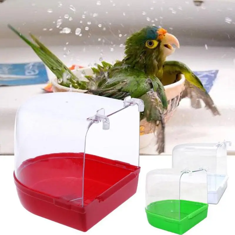 

Random Color Parrot Bath Plastic Hanging Tub Shower Parrot Bird Bath Bathtub Bath Box Bird Cleaning Tool Cage Accessories