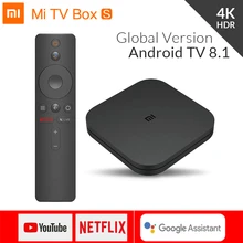 Глобальная оригинальная Xiaomi mi коробка S 4K HDR Android tv 8,1 mi Box 2G 8G wifi Google Cast Netflix IP tv телеприставка mi Box 4 медиаплеер