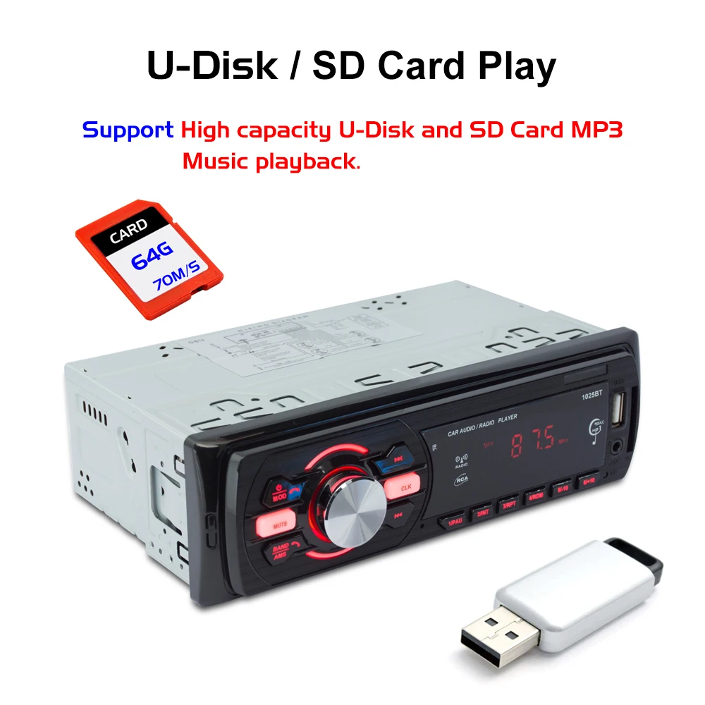 Car Radio Stereo Player Digital Bluetooth Car MP3 Player Radio Stereo Audio FM/USB/SD with In Dash AUX Input Autoradio NEW