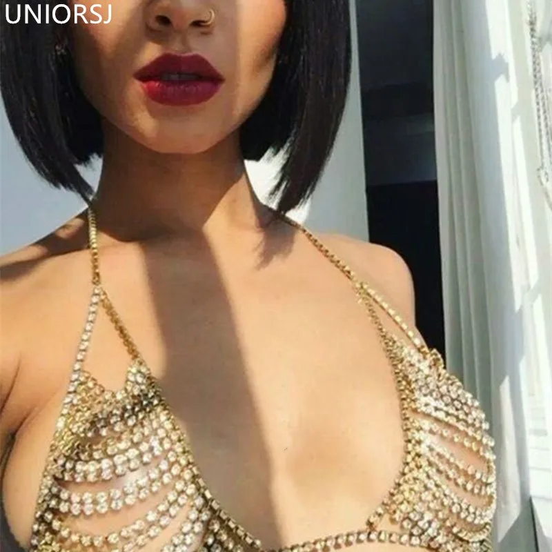 2019 New Women Body Chain Harness Belly Waist rhinestone Bra Chest Bikini Beach Jewelry Summer | Украшения и аксессуары