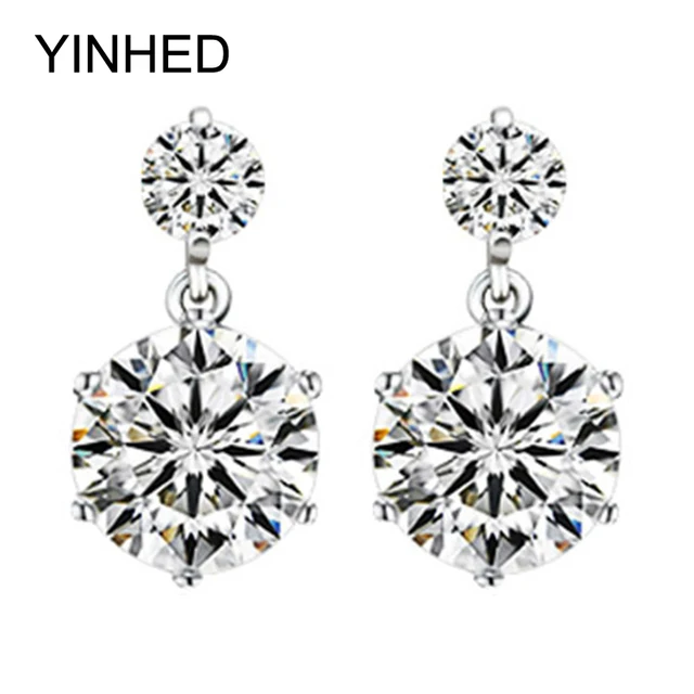 Yinhed Hearts Arrows Cz Diamant Stud Earrings For Women Real 925 Yinhed Hearts Arrows Cz Diamant Stud Earrings For Women Real 925 Sterling Silver Fashion Jewelry