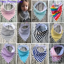 Детский нагрудник, детские нагрудники для отрыжек, хлопковый кружевной бант, розовый и белый нагрудник для маленьких девочек, милый полосатый нагрудник с радугой слюнявчик для младенца, полотенца