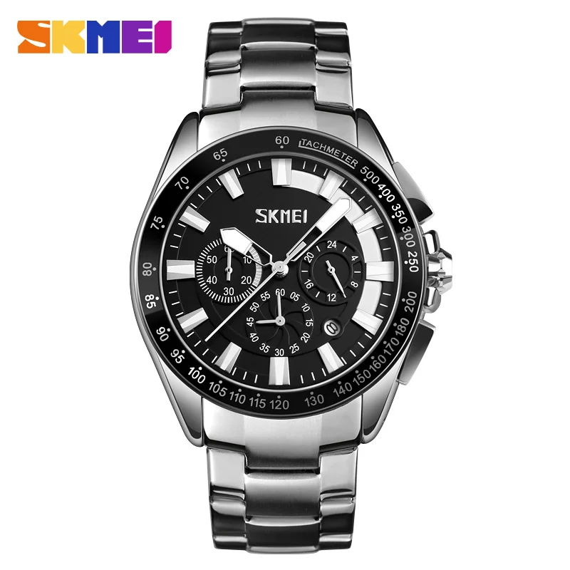 

SKMEI Business Sport Digital Watch Casual Hidden Clasp Creative Design Stainless Steel Band Quartz Wristwatch Running Clock