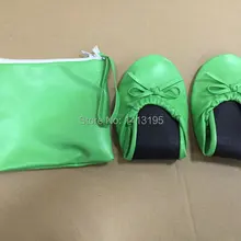 Свежий зеленый популярные леди балерины складные обувь летние свадебные туфли