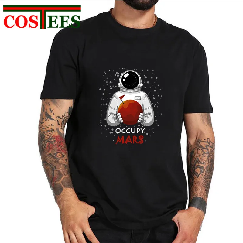 

2018 Vestido Verano SpaceX Occupy Mars T shirts men Space Exploration Terraform Planets Sci-fi gift Tee Space Astronaut T-Shirts