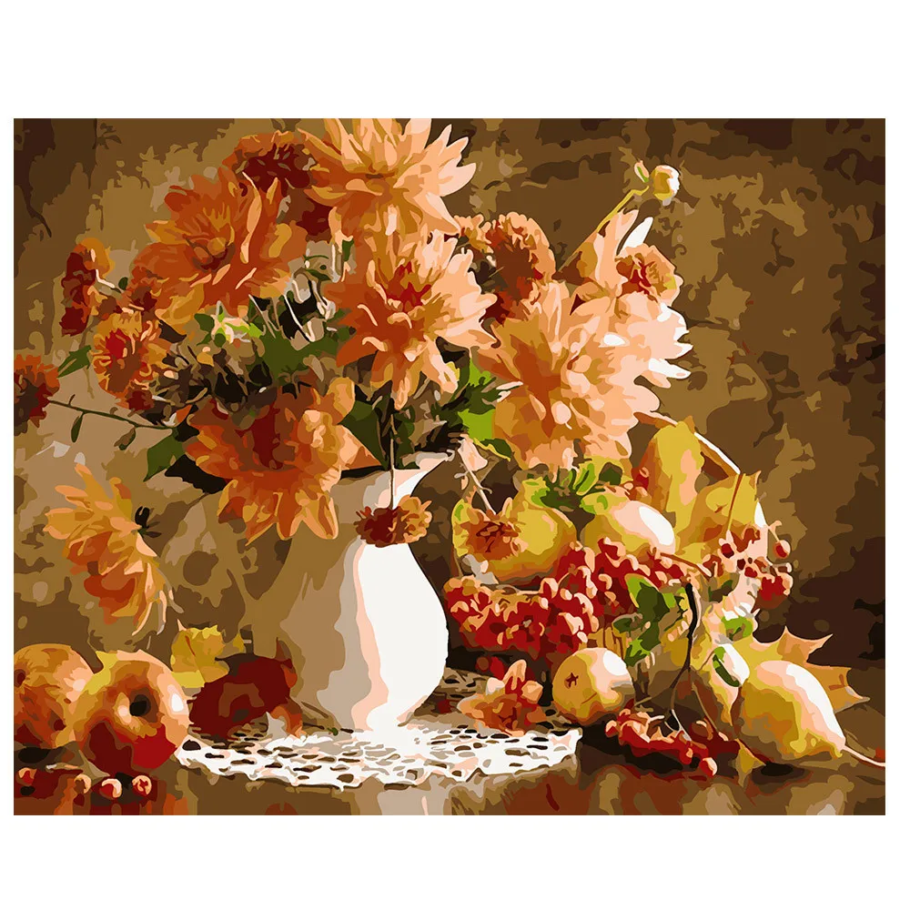 New Wall Art 40X50cm DIY Digital Oil Painting Pictures On Canvas Bloomed Flower and Fruit paintings For Home Beauty01