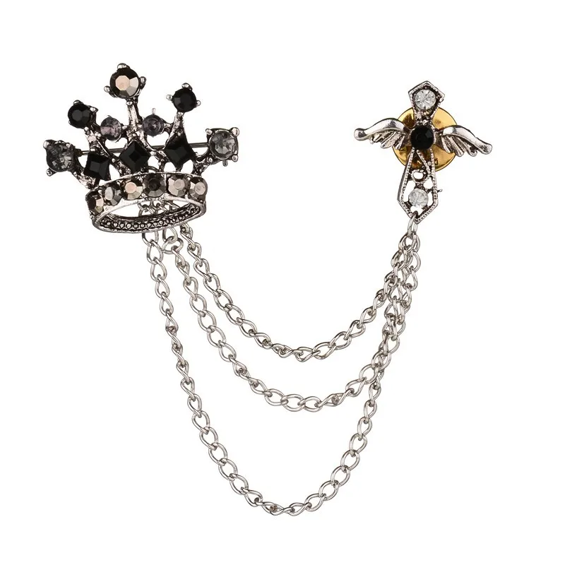 British Style Brooches Jewelry Crown Cross Wing Brooch Pins Buckle Suit