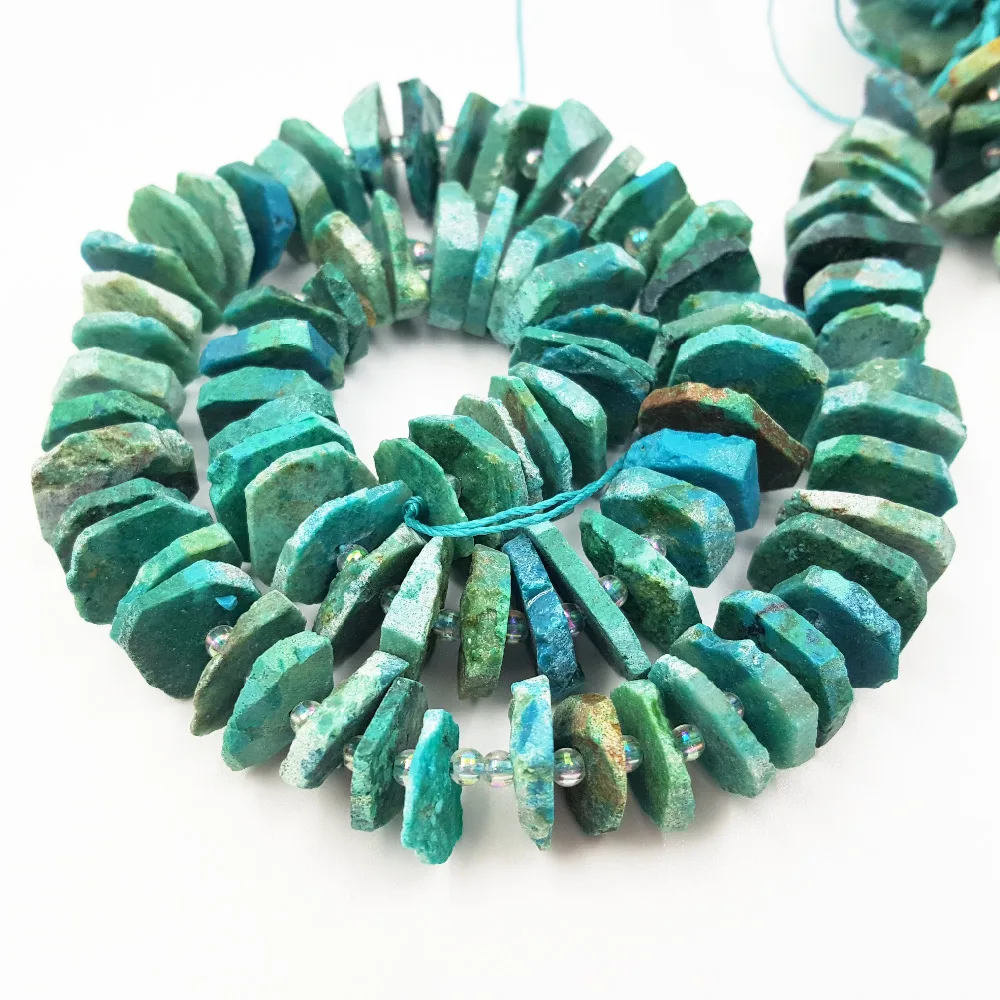 

Lii Ji Natural Chrysocolla Matte Irregular Chip Shape beads Approx 2x10mm-2x14mm DIY Jewelry Making Approx 39cm