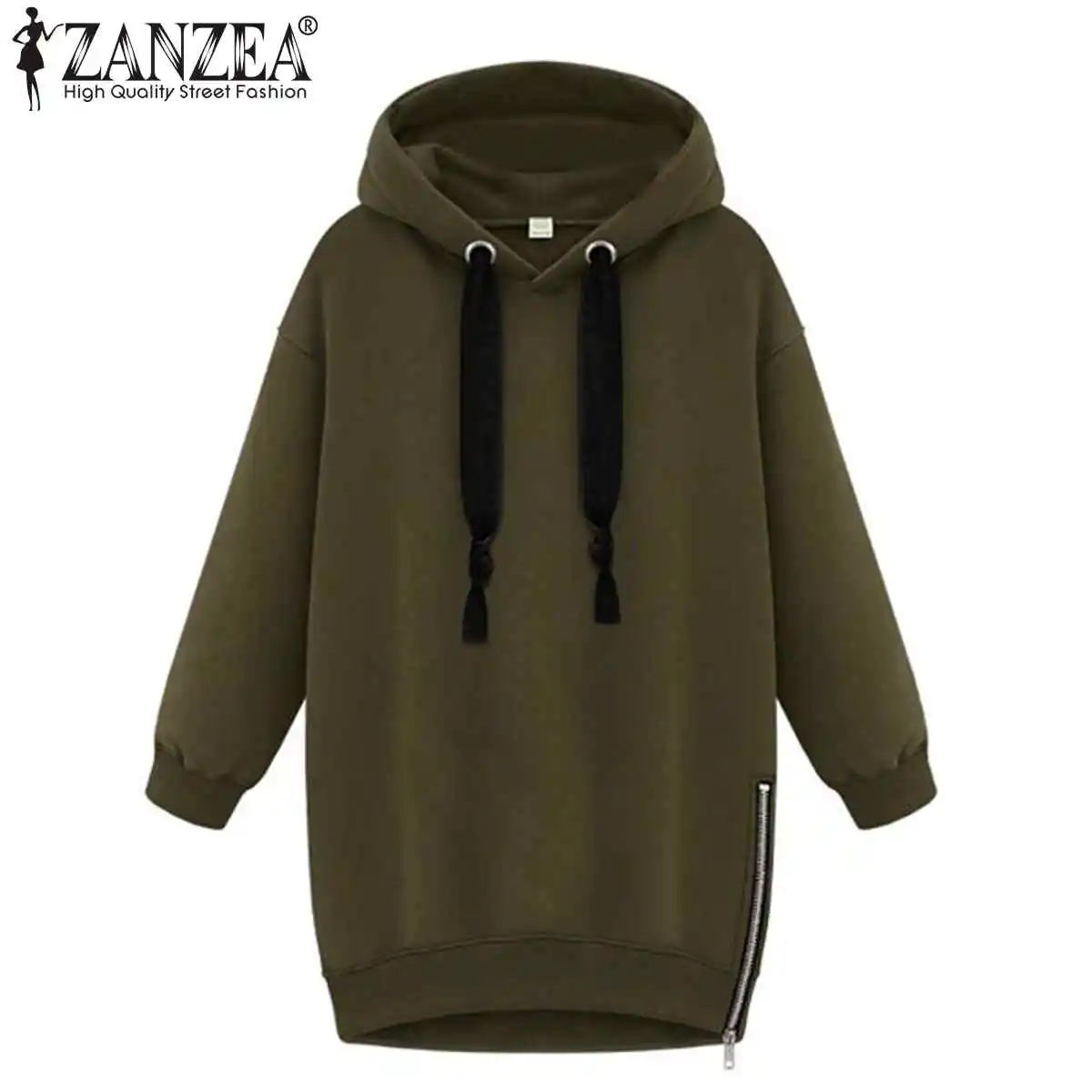 ZANZEA Mujeres Otoño Invierno Casual Sudadera Sudadera con capucha con capucha Jumper Pullover