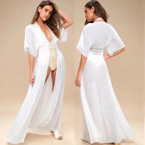 

Plus Size Womens Sexy Bikini Swimwear Cover Up Strappy Kaftan Strappy Beach Dress Long Tops Swimwear Swimsuit Cover