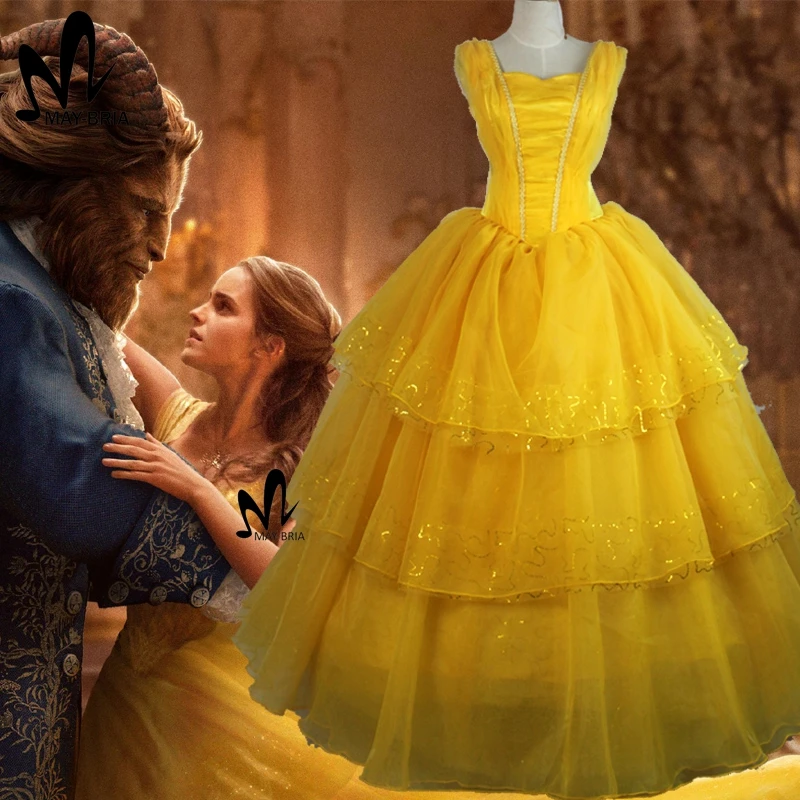 2017 Movie Beauty and The Beast Princess Belle cosplay costume Emma Watson Belle dress Halloween costumes for adult women dress