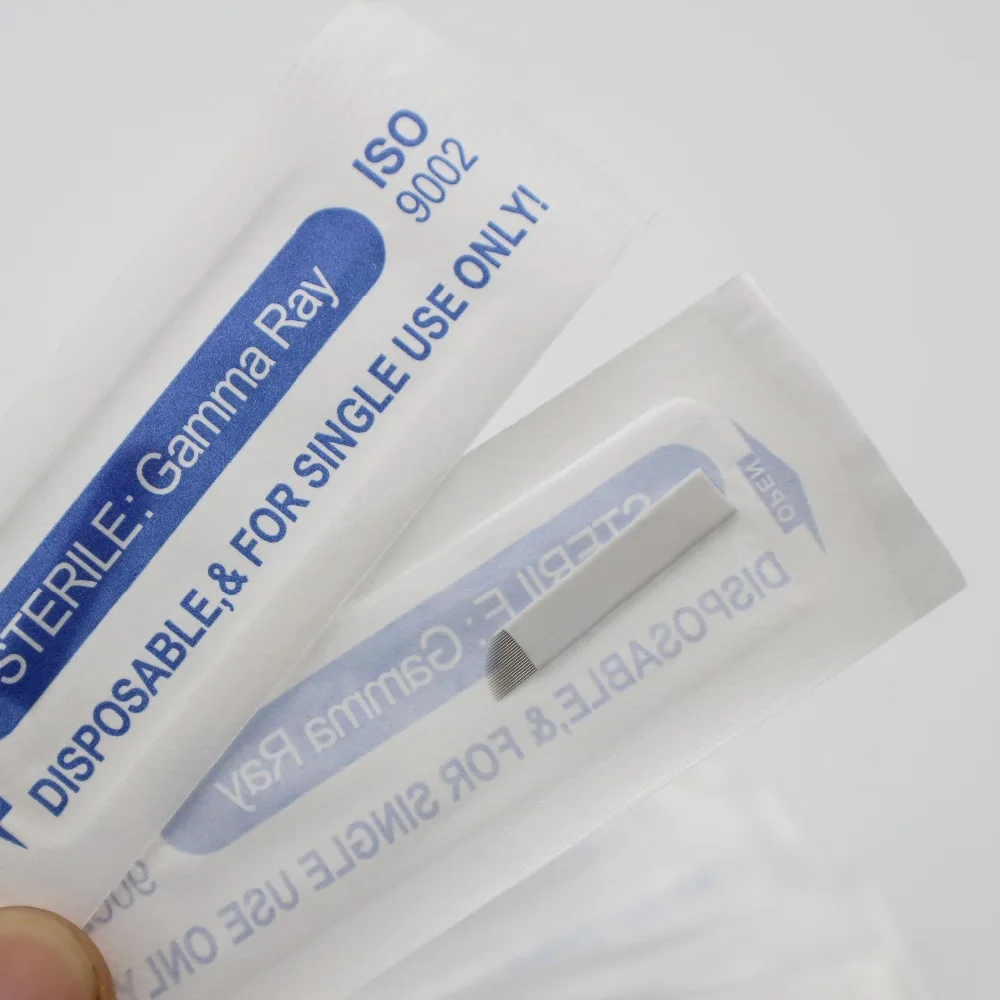 

50 Pcs 0.2mm 21 Pin Needles Eyebrow Tattoo Manual Blade Permanent Makeup Microblading Needle For 3D Eyebrow Tattoo