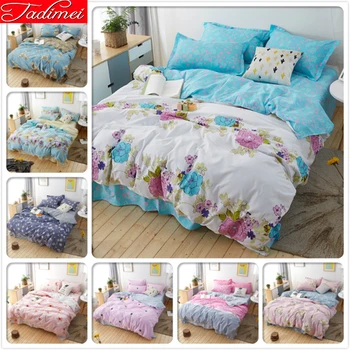 

New Flower Pattern Duvet Cover Sheet Pillowcase 3/4 pcs Bedding Set Adult Kids Soft CottonBed Linen Single Full Queen King Size