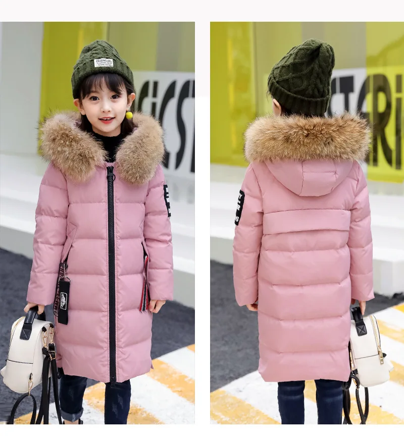 

2019 Winter Children's Down Jacket Girl's Long Thicken Jacket & Coat Outdoor Warm Parkas Snowsuit Clothes casacos de inverno