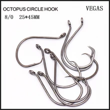 8/0 50 шт. Лидер продаж Круг Осьминог Рыбалка крючок море Рыбалка крюк кальмара круг крюк