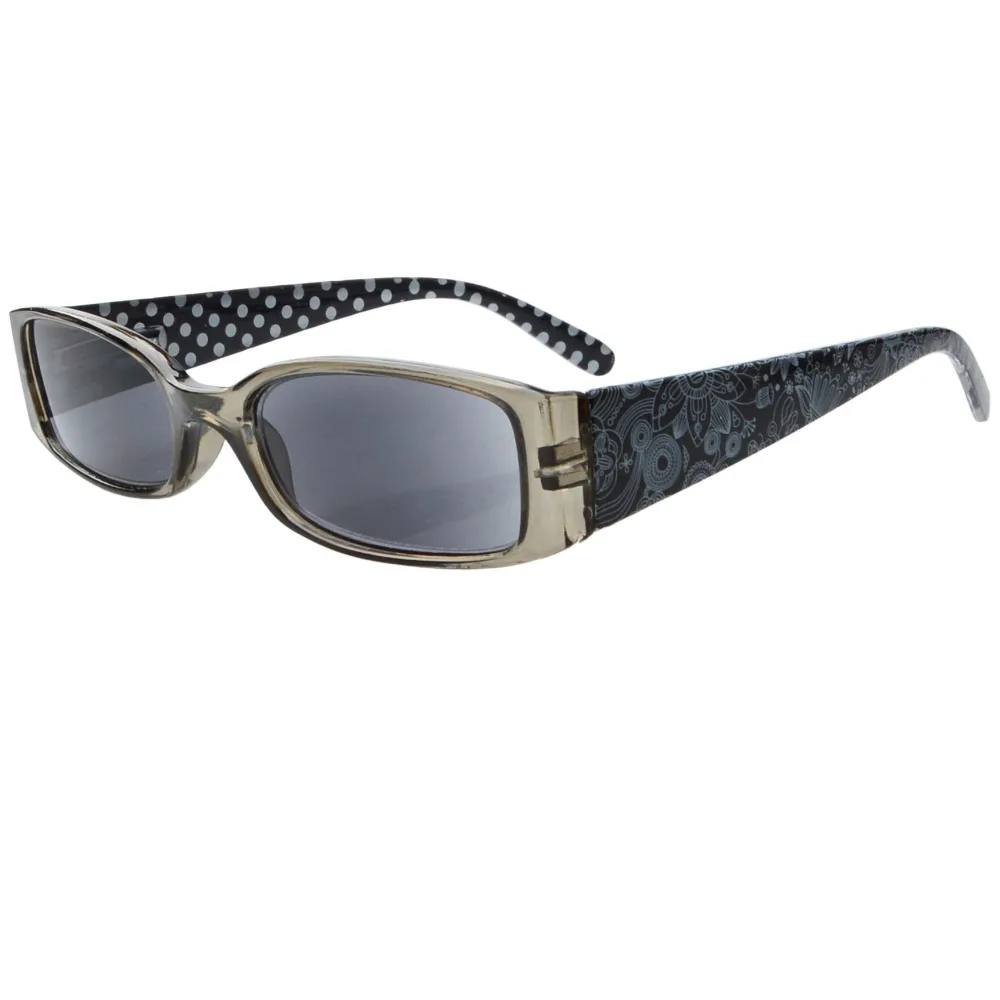 

R040P Gray Lens Polka Dots Patterned Temples Reading Glasses Sun Readers +0.50---+4.00