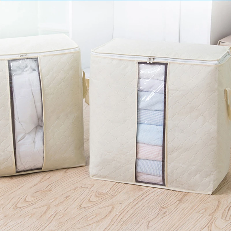 BalleenShiny Oxford Quilt Storage Bag Collapsible Plus Size Comforter Container Home Storage Organizer Blanket Clothing Storage