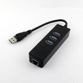 

1pcs USB 3.0 A Male to RJ45 Female LAN Card Gigabit Ethernet Network Cable With 3 Port Female Hub Adapter