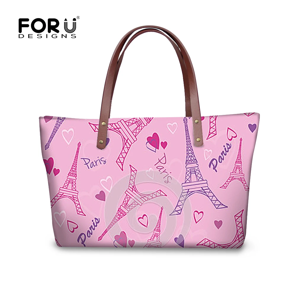 FORUDESIGNS Fashion New Women's Handbags,Eiffel Tower Print Hand Tote