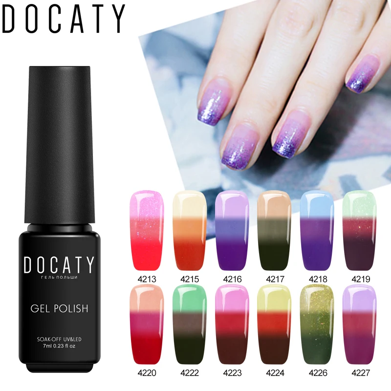 

Docaty Nail Materiel Manicure Permanent Enamels Gel Nail Polish Temperature Change Color UV Gel Nail Art Thermal Hybrid Lacquer